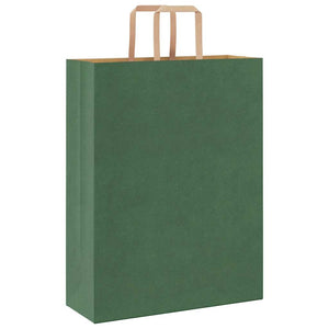 250 Grüne Papiertragetaschen mit Henkeln 32x12x42 cm