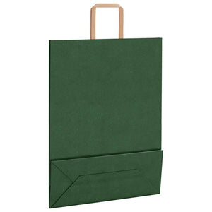 250 Grüne Papiertragetaschen mit Henkeln 32x12x42 cm