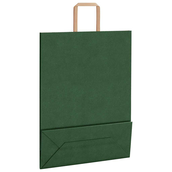 250 Grüne Papiertragetaschen mit Henkeln 32x12x42 cm