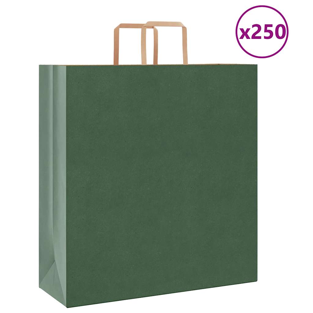 Grüne Papiertragetaschen mit Henkeln, 250 Stk. 45x17x48 cm