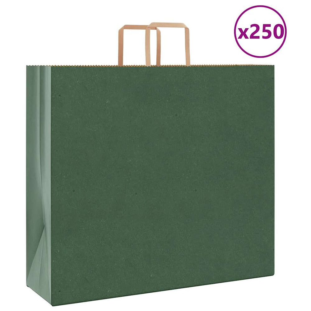 Grüne Papiertragetaschen mit Henkel, 250 Stk. 54x15x49 cm