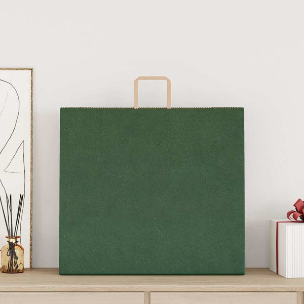 Grüne Papiertragetaschen mit Henkel, 250 Stk. 54x15x49 cm