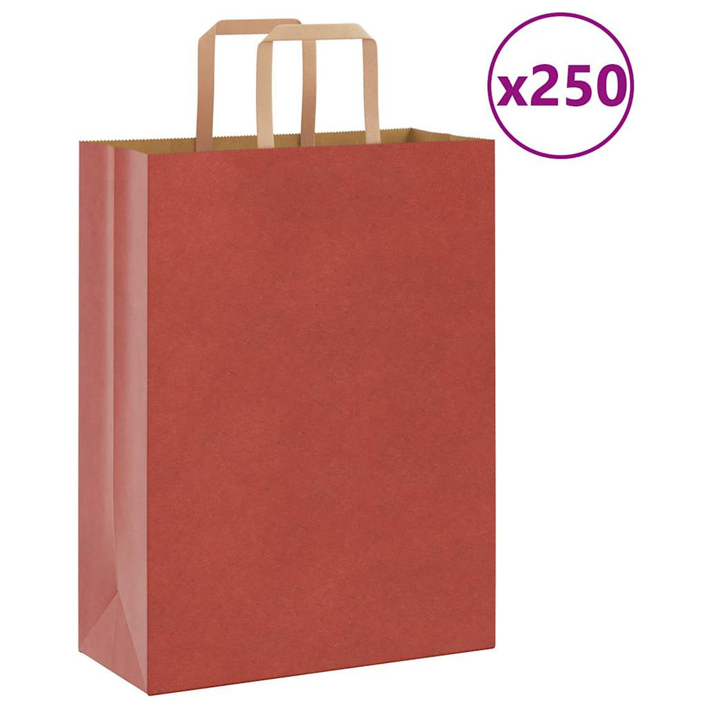 Rote Papiertragetaschen mit Henkel 26x12x35 cm, 250 Stk.