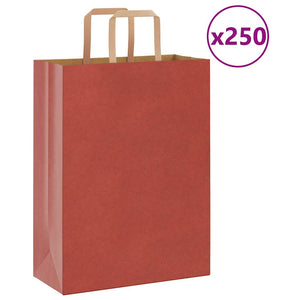 Rote Papiertragetaschen mit Henkel 26x12x35 cm, 250 Stk.