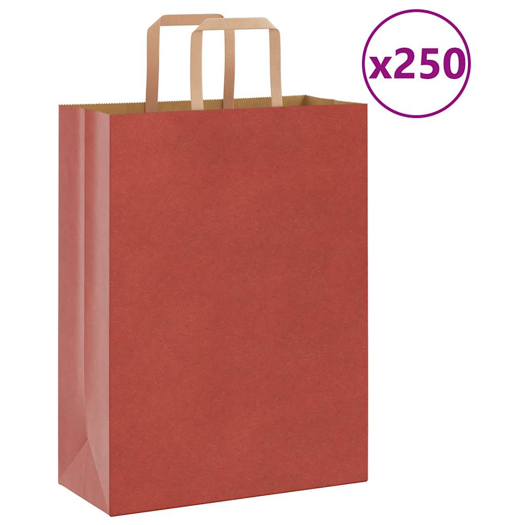 Rote Papiertragetaschen mit Henkel 26x12x35 cm, 250 Stk.