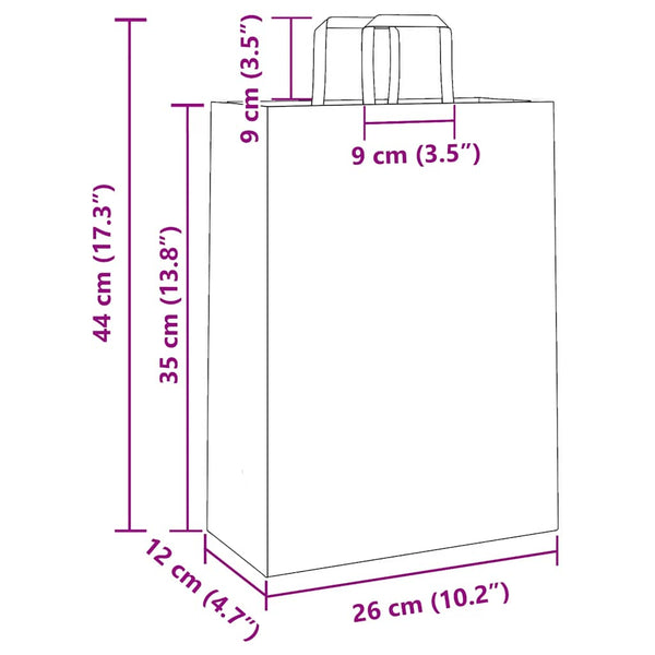Rote Papiertragetaschen mit Henkel 26x12x35 cm, 250 Stk.