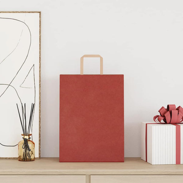 Rote Papiertragetaschen mit Henkel 26x12x35 cm, 250 Stk.