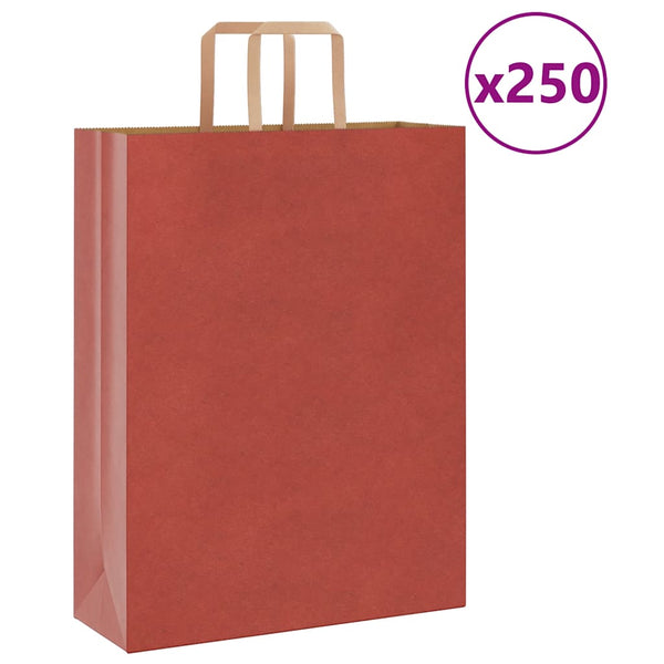 Rote Papiertragetaschen mit Henkel, 250 Stk. 32x12x42 cm