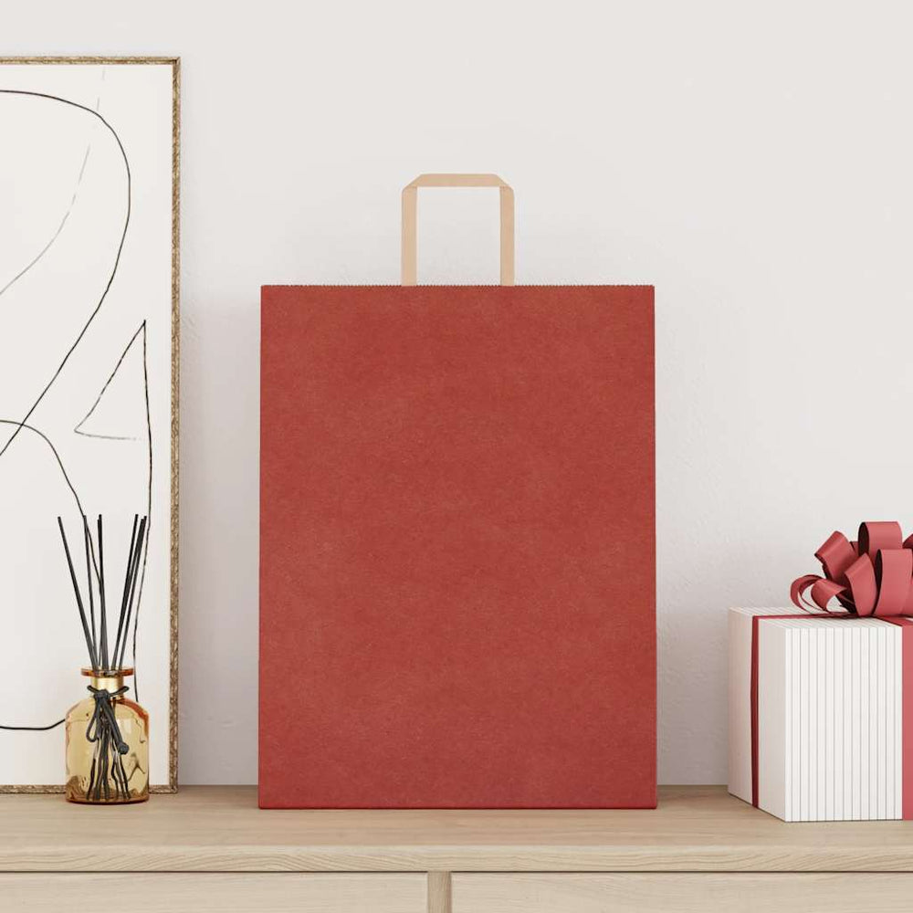 Rote Papiertragetaschen mit Henkel, 250 Stk. 32x12x42 cm