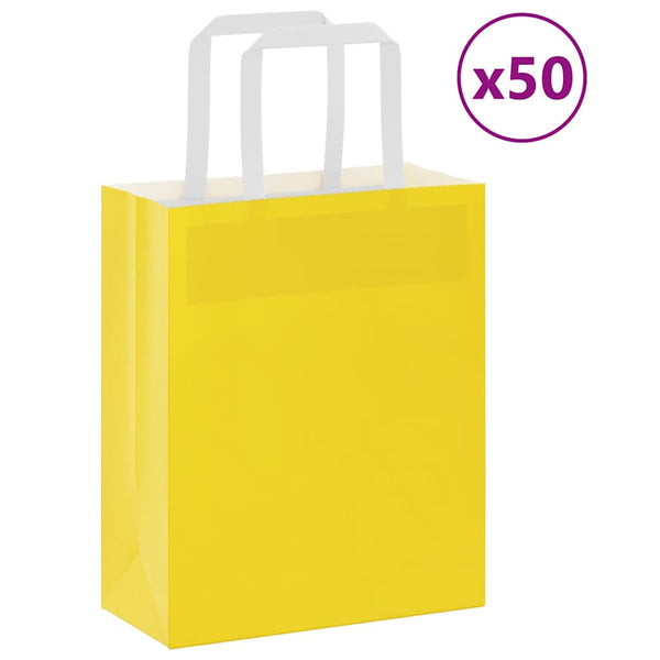Gelbe Papiertragetaschen mit Griff, 50 Stk. 18x8x22 cm