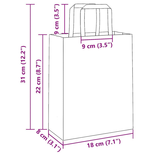 Gelbe Papiertragetaschen mit Griff, 50 Stk. 18x8x22 cm