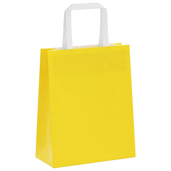 Gelbe Papiertragetaschen mit Griff, 50 Stk. 18x8x22 cm