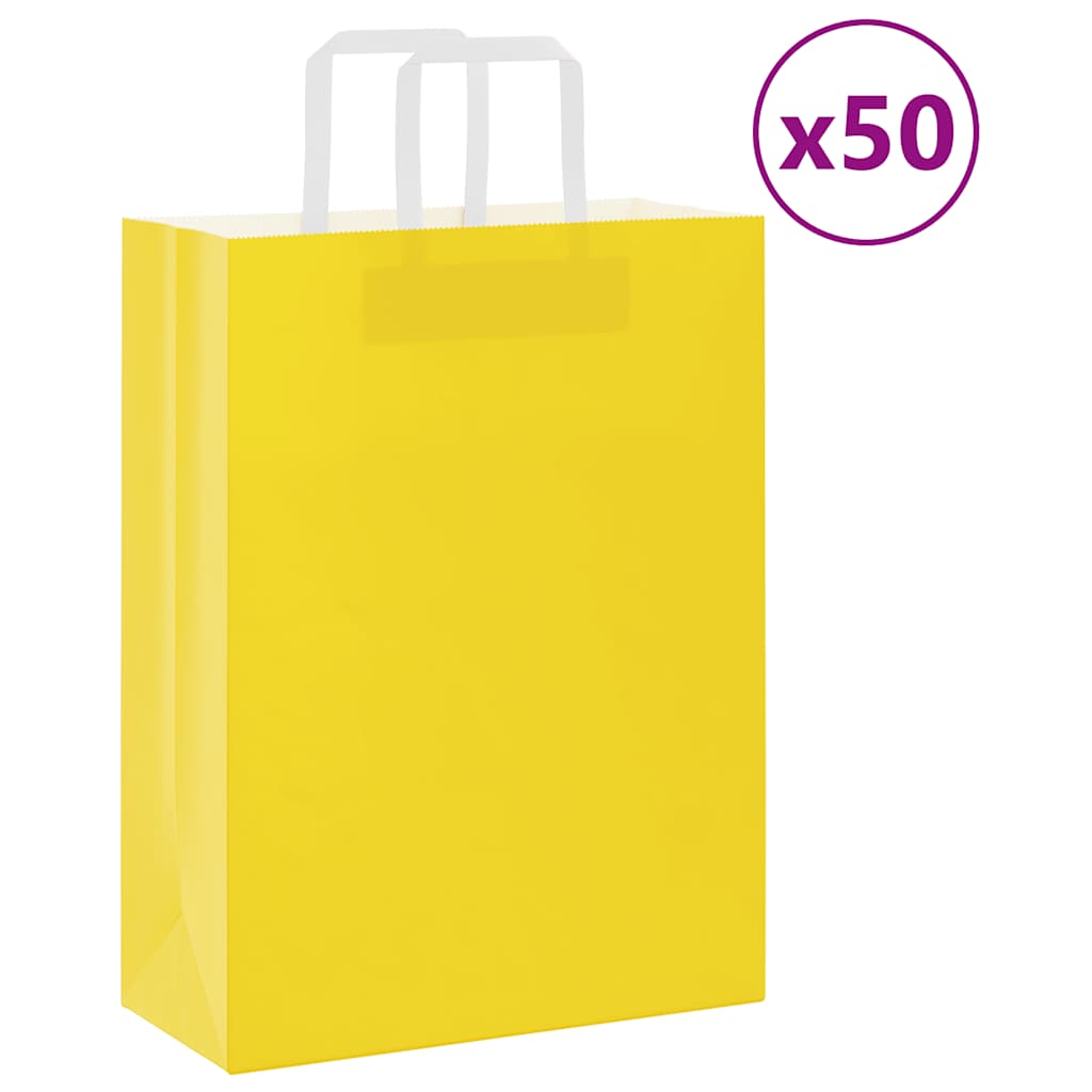 Gelbe Papiertragetaschen mit Henkeln, 50 Stk. 26x12x35 cm