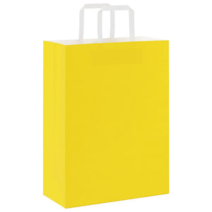 Gelbe Papiertragetaschen mit Henkeln, 50 Stk. 26x12x35 cm