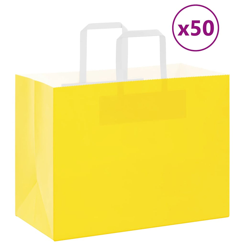 Gelbe Papiertragetaschen mit Henkel, 50 Stk. 32x17x25 cm