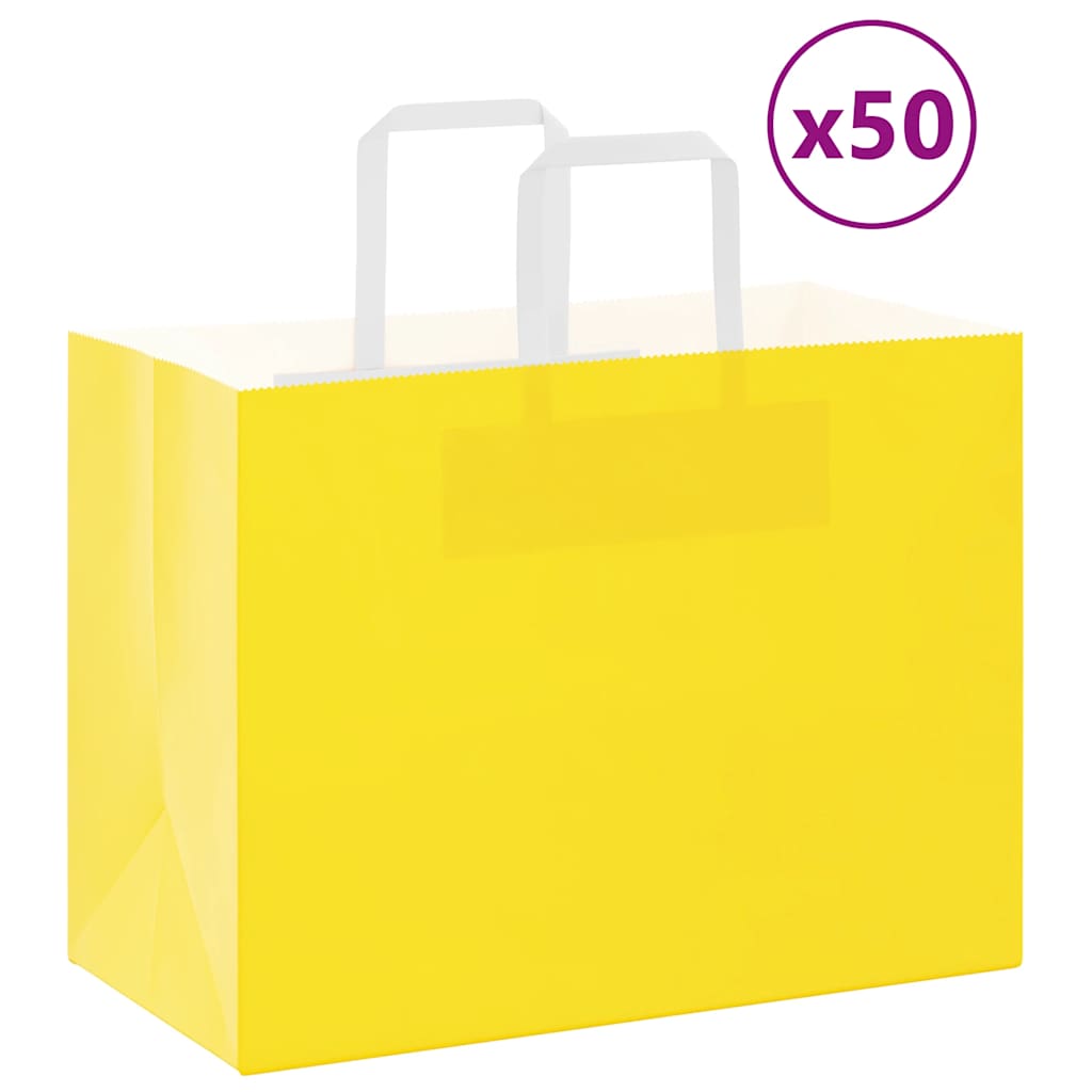 Gelbe Papiertragetaschen mit Henkel, 50 Stk. 32x17x25 cm