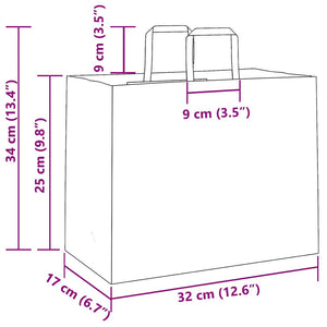 Gelbe Papiertragetaschen mit Henkel, 50 Stk. 32x17x25 cm