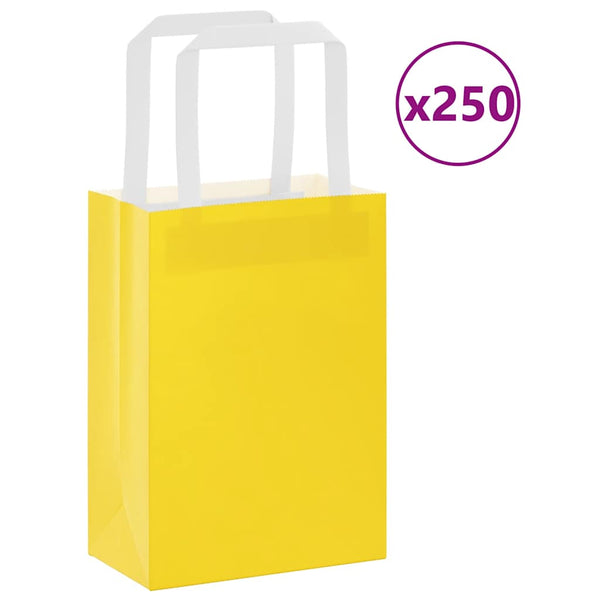Gelbe Papiertragetaschen mit Henkel, 250 Stk.