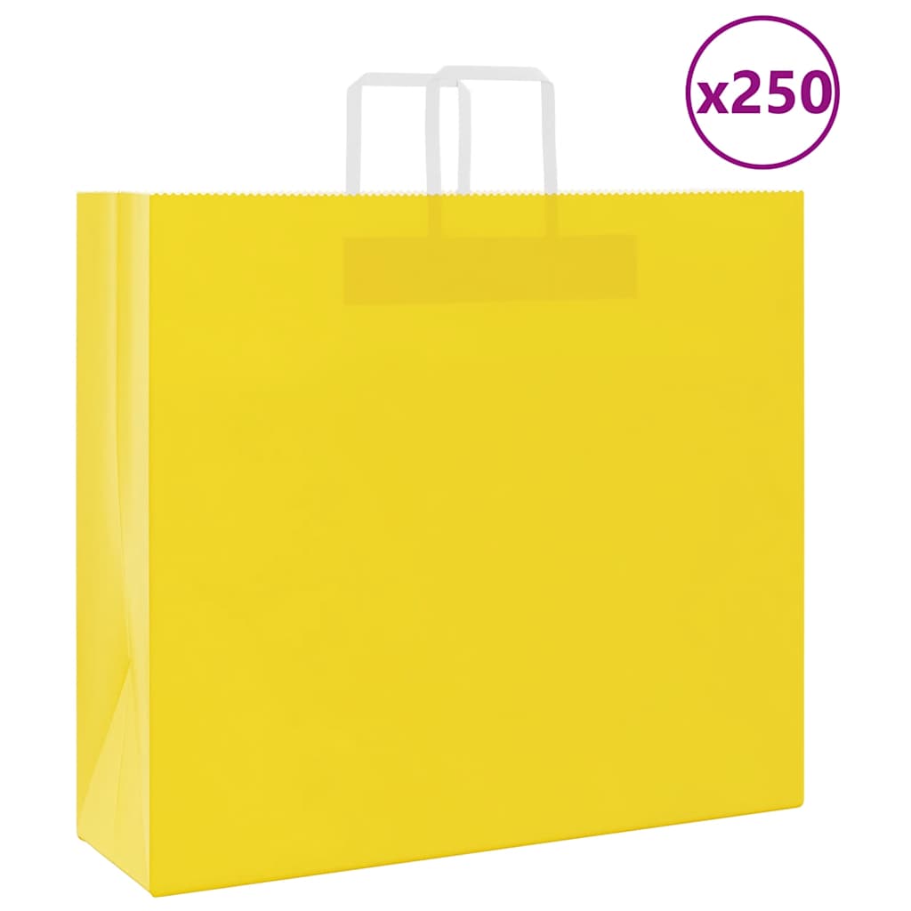 Gelbe Papiertragetaschen mit Henkel, 250 Stk. 54x15x49 cm