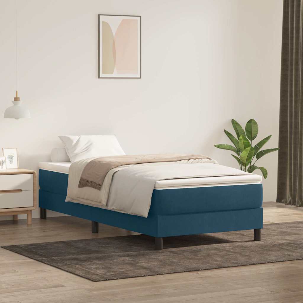 Boxspringbett 90x220 cm Dunkelblau Samt