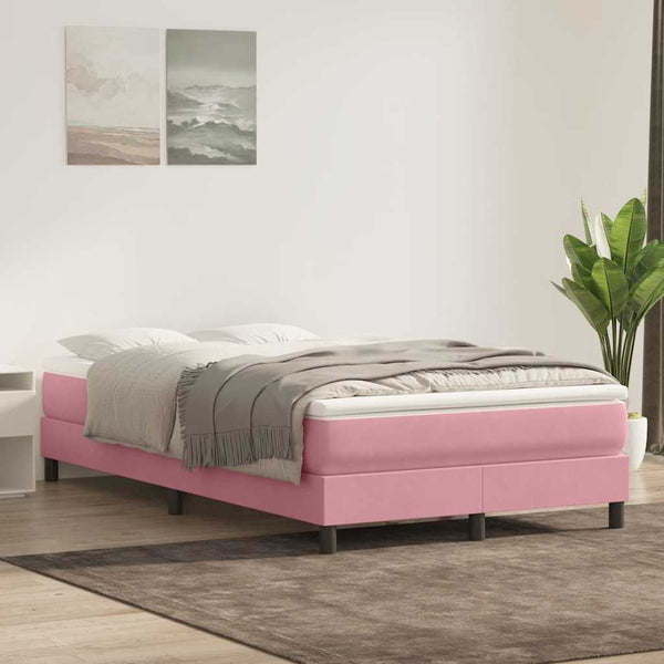Rosa Boxspringbett 120x220 cm Samt Ohne Matratze