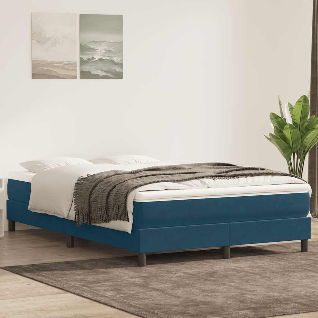 Boxspringbett Dunkelblau Samt 160x220 cm (Ohne Matratze)