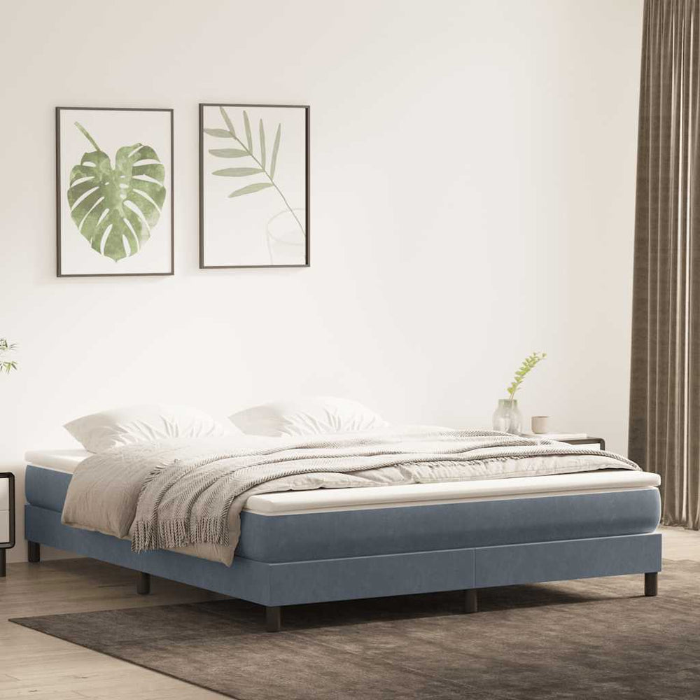 vidaXL Box Spring Bed Frame without Mattress Dark Grey 180x220 cm Velvet