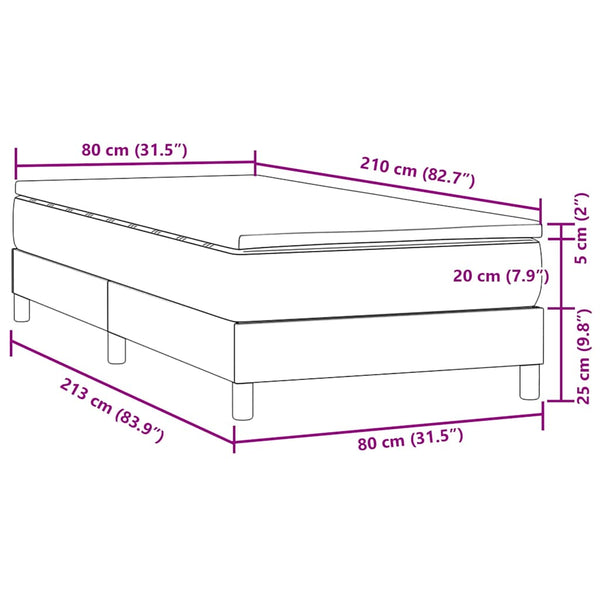Boxspringbett mit Matratze Hellgrau 80x210 cm Samt