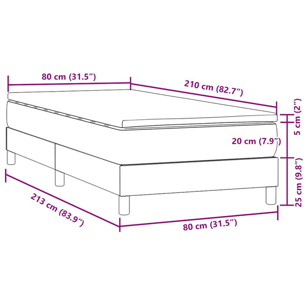 Boxspringbett Rosa 80x210 cm Samt mit Matratze