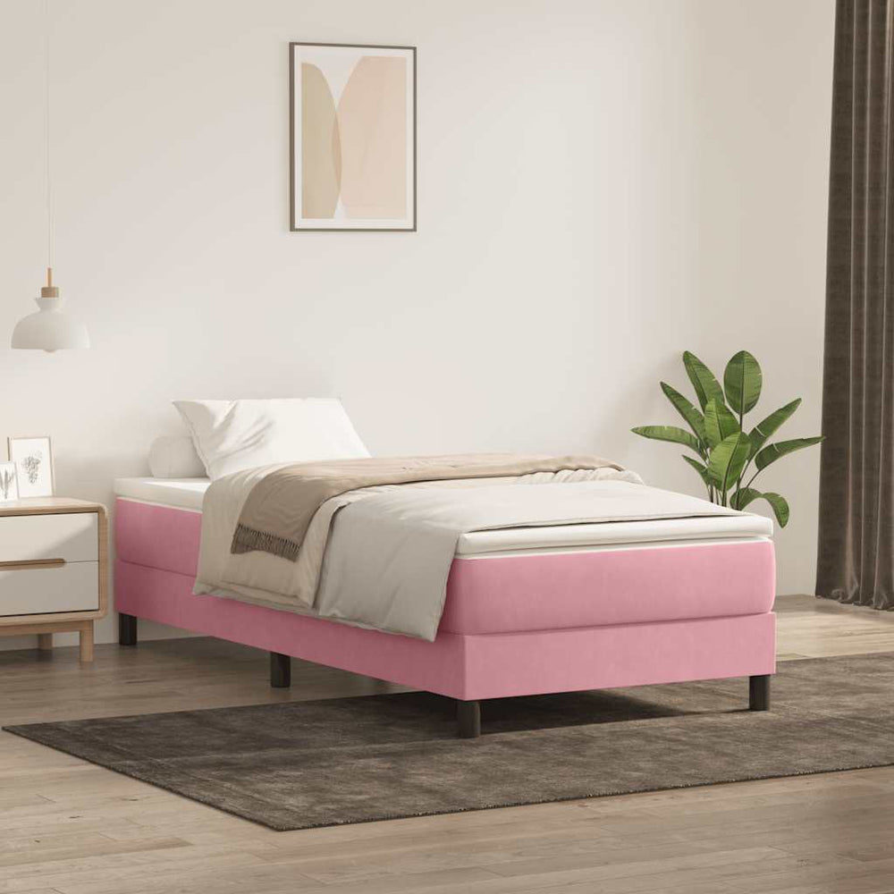 Boxspringbett Rosa 80x210 cm Samt mit Matratze