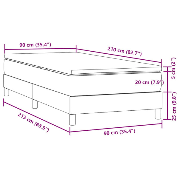 Boxspringbett mit Matratze Dunkelgrau 90x210 cm