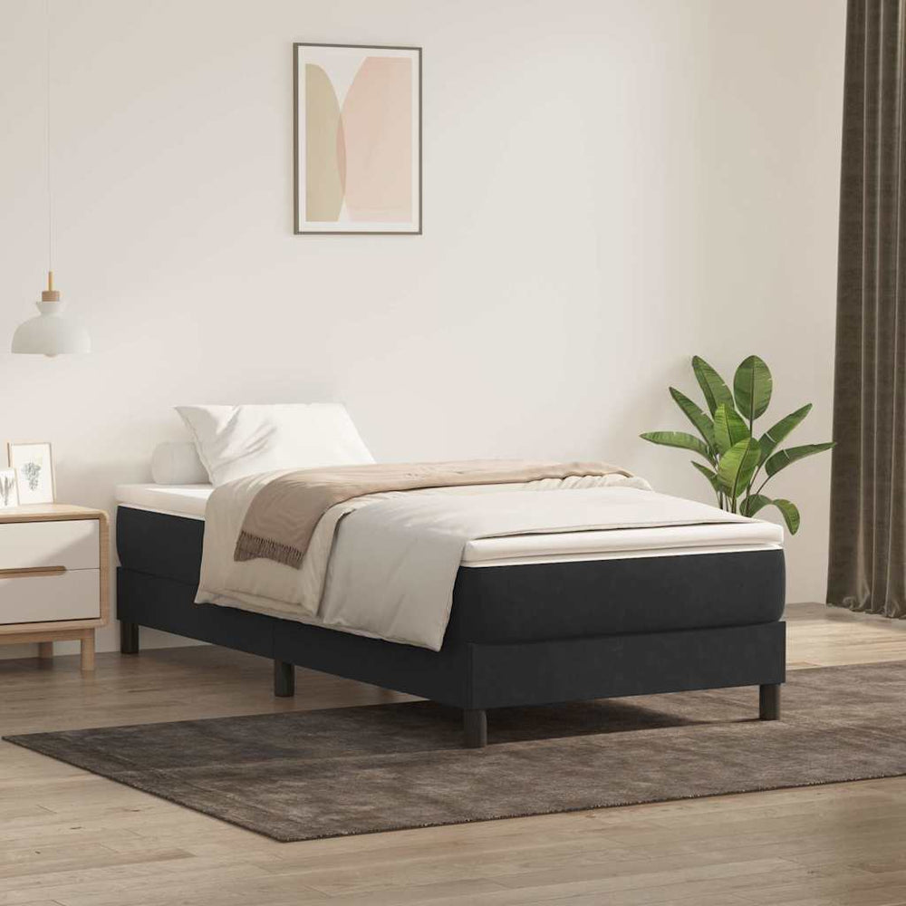 Boxspringbett mit Matratze Schwarz 90x210 cm Samt