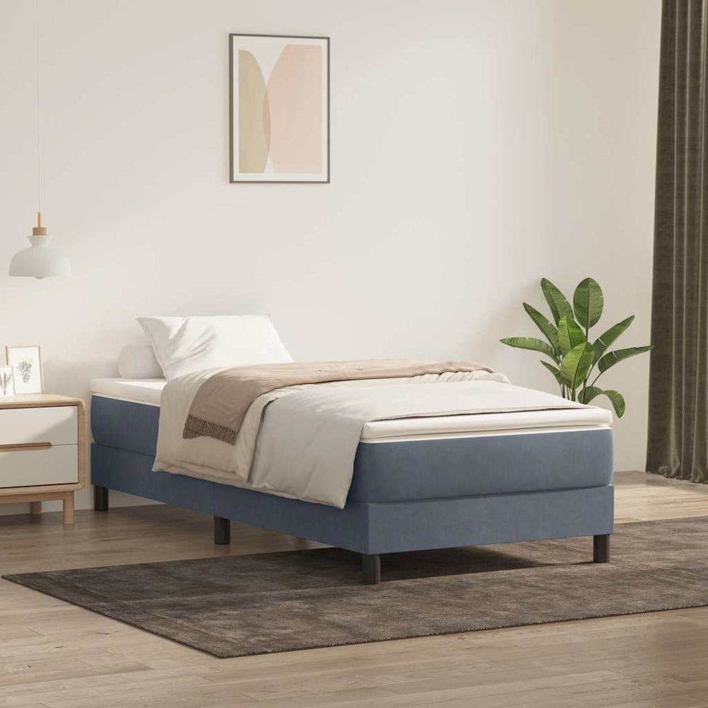 Boxspringbett mit Matratze Dunkelgrau 100x210 cm Samt
