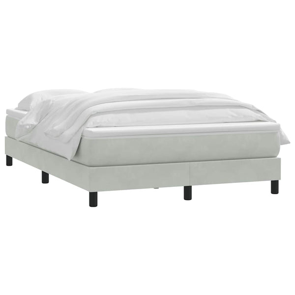 Boxspringbett mit Matratze Hellgrau 140x210 cm Samt
