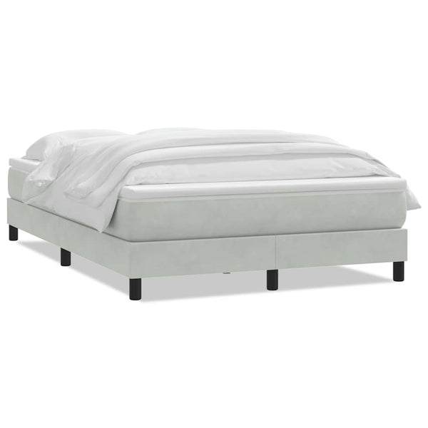 vidaXL Box Spring Bed with Mattress Light Gray 160x210 cm Velvet