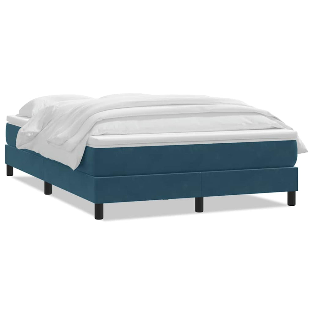 Boxspringbett mit Matratze Dunkelblau 160x210 cm Samt