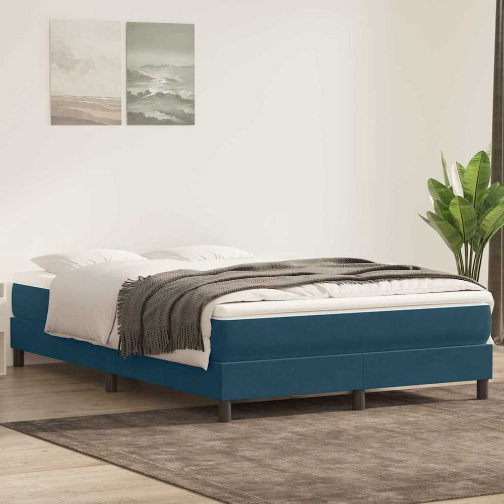 Boxspringbett mit Matratze Dunkelblau 160x210 cm Samt