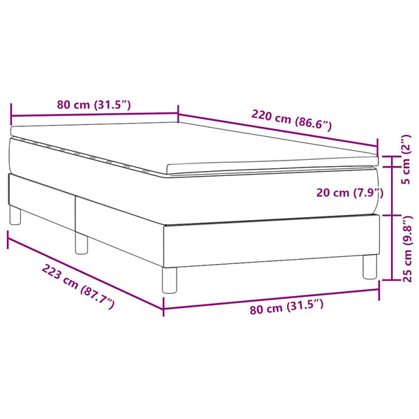 Boxspringbett mit Matratze Schwarz 80x220 cm Samt