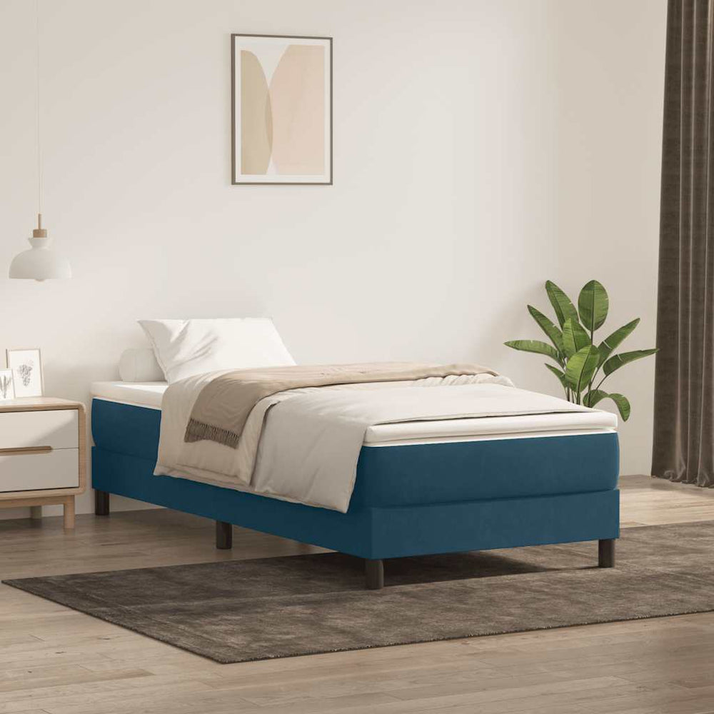 Boxspringbett mit Matratze Dunkelblau 80x220 cm