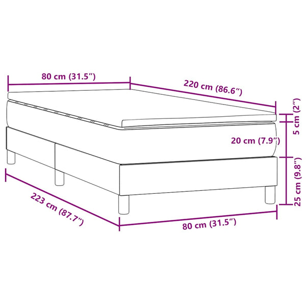 Boxspringbett Rosa 80x220 cm Samt mit Matratze