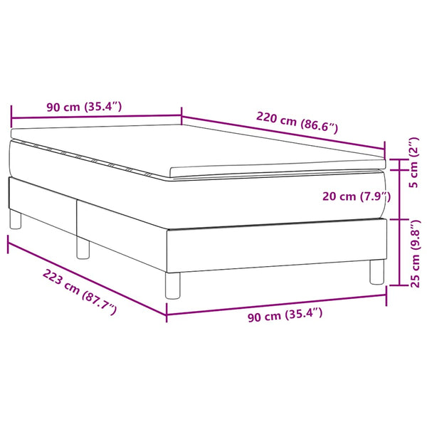 Boxspringbett Dunkelgrau 90x220 cm Samt mit Matratze
