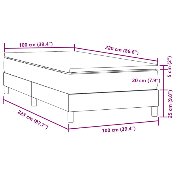 Boxspringbett mit Matratze Dunkelblau 100x220 cm