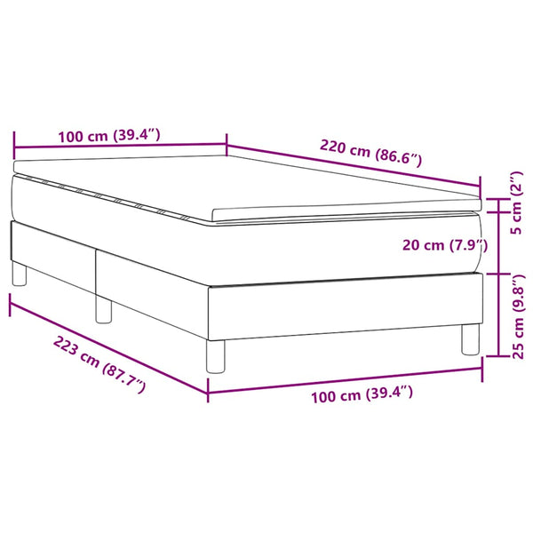 Boxspringbett Rosa Samt 100x220 cm mit Matratze