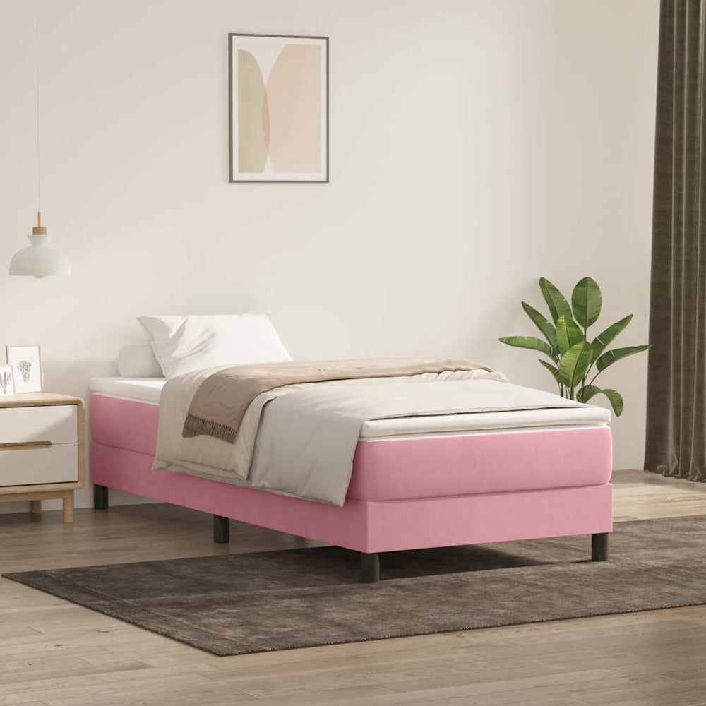 Boxspringbett Rosa Samt 100x220 cm mit Matratze
