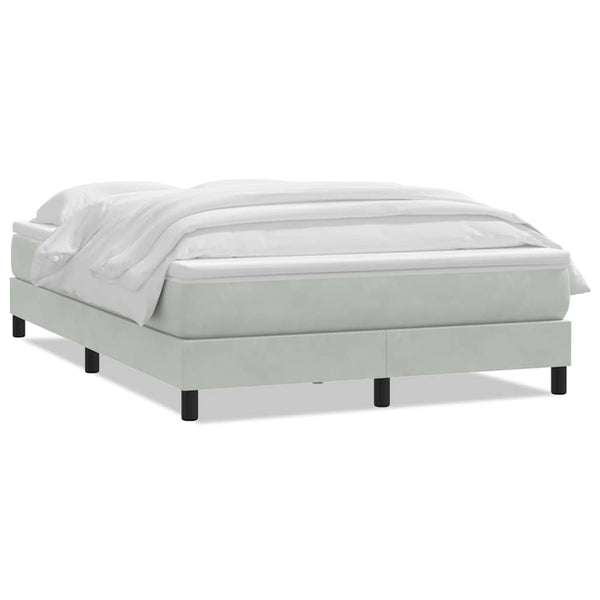 Boxspringbett mit Matratze Hellgrau Samt 140x220 cm
