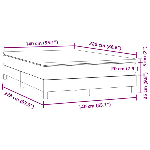 Boxspringbett mit Matratze Hellgrau Samt 140x220 cm