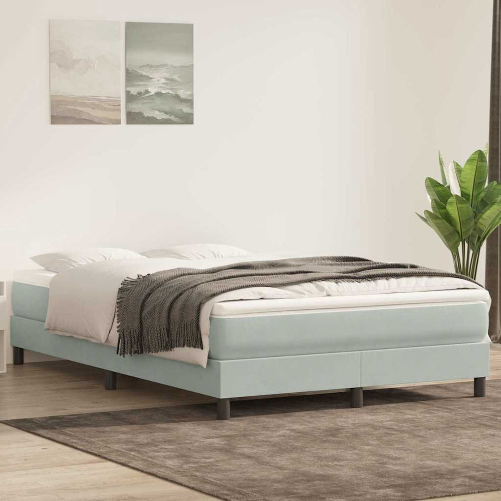 Boxspringbett mit Matratze Hellgrau Samt 140x220 cm