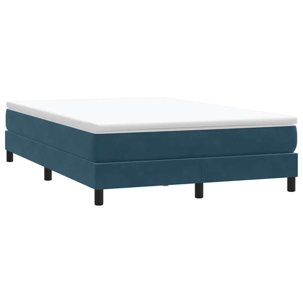vidaXL Box Spring Bed with Mattress Dark Blue 140x220 cm Velvet