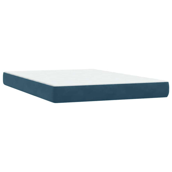 vidaXL Box Spring Bed with Mattress Dark Blue 140x220 cm Velvet