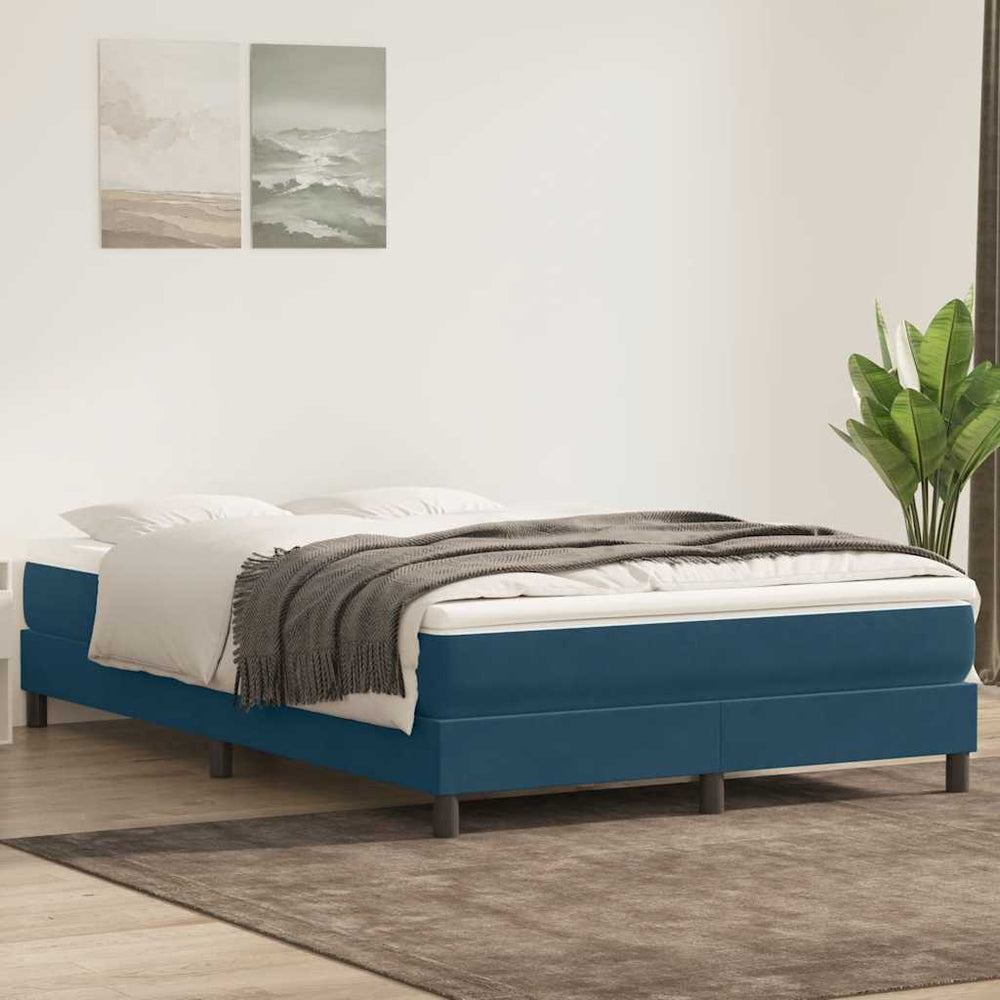 vidaXL Lit continental avec matelas Bleu foncé 140x220 cm Velours